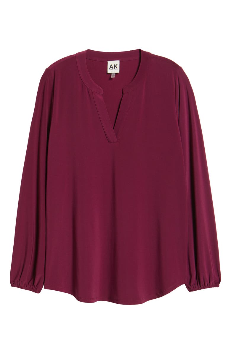 AK ANNE KLEIN Split Neck Jersey Top, Alternate, color, Chianti