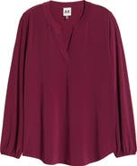 AK ANNE KLEIN Split Neck Jersey Top