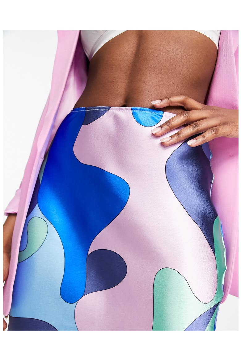 Multicolor Satin Slip Midi Skirt, Alternate, color, BLUE MULTI