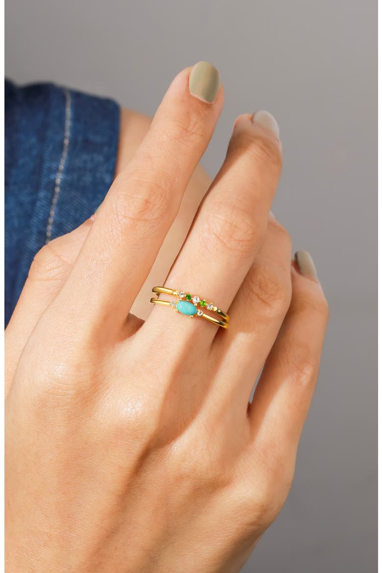 Set of 2 Turquoise Rings, Alternate, color, BLUE