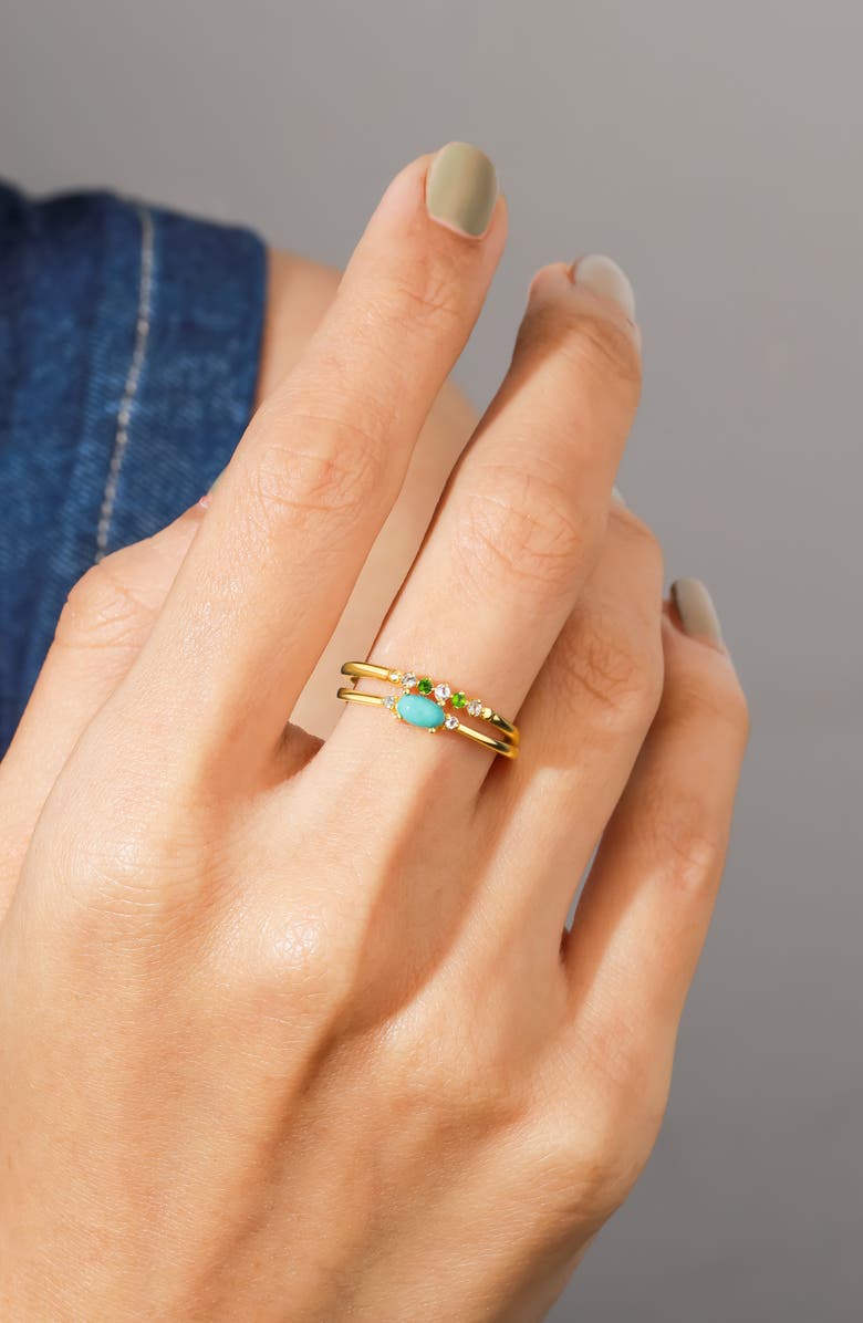 YS GEMS Set of 2 Turquoise Rings, Alternate, color, Blue