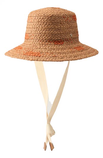 Helen Kaminski Contrasting Wide Braided Bucket Hat In Nougat/sunset