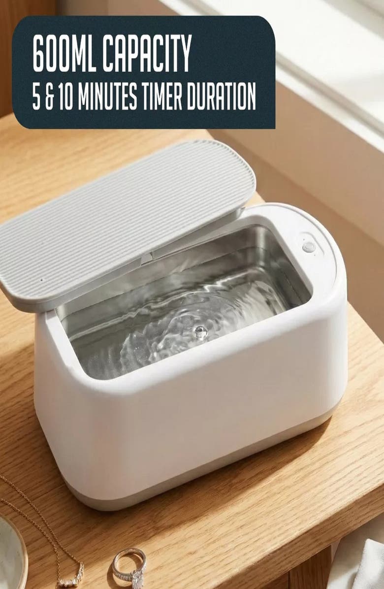Luminuxe Compact Ultrasonic Jewelry Cleaner Deep Cleaning Machine, Alternate, color, White