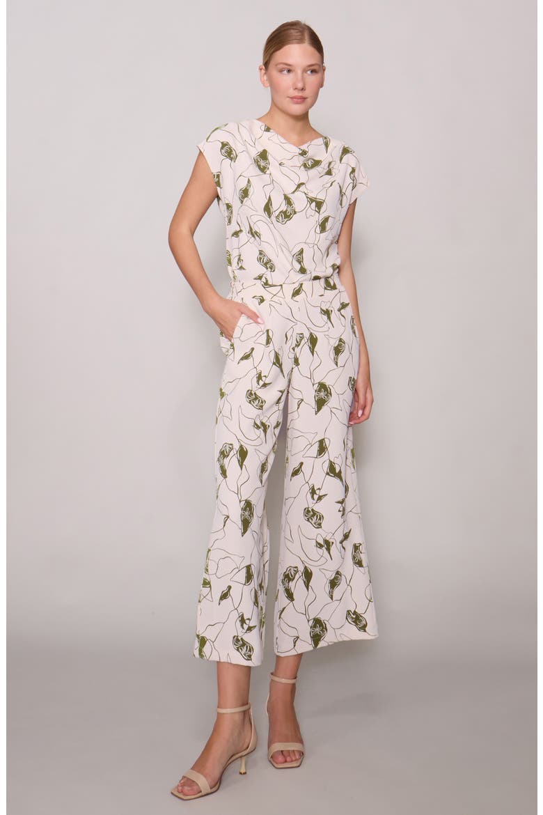 Crepe Wide Leg Pants, Alternate, color, BONE OLIVE ABSTRACT