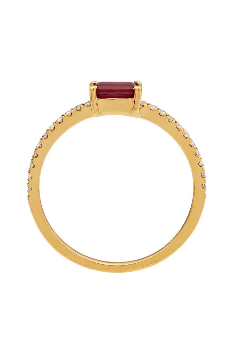 14K Yellow Gold Baguette Ruby & Diamond Ring, Alternate, color, YELLOW GOLD