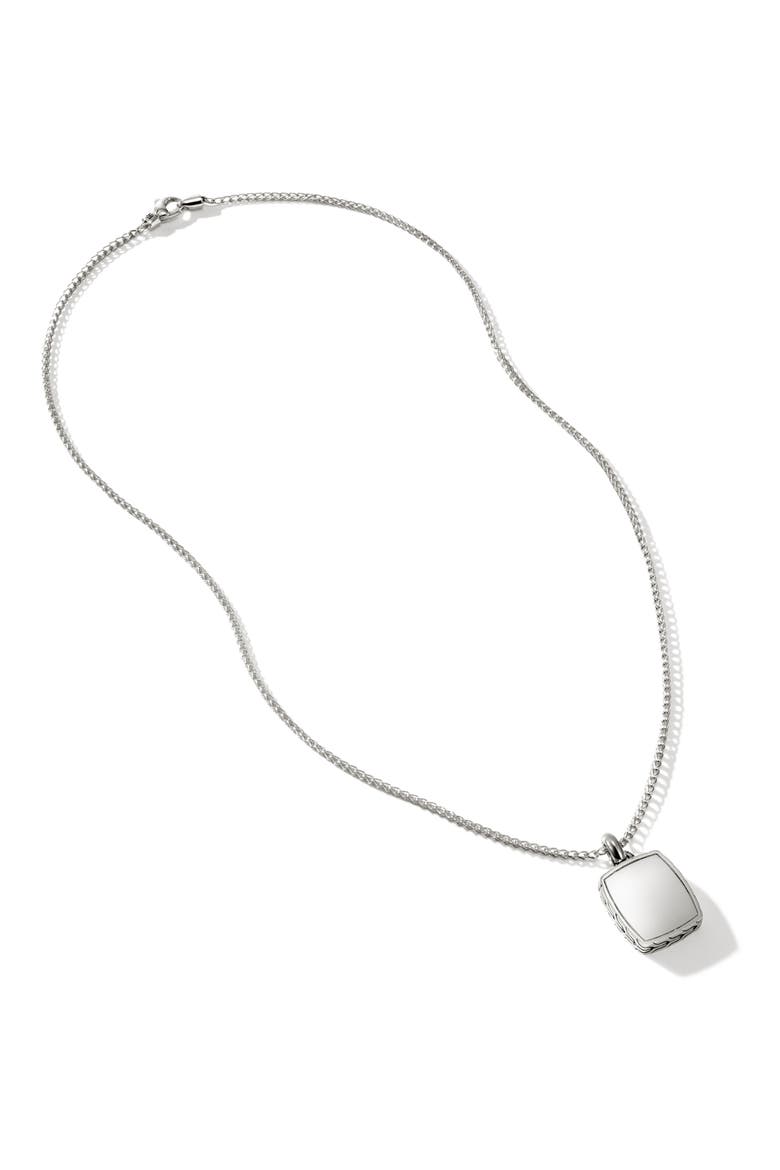 Tag Pendant Necklace, Sterling Silver, 1.7mm, Main, color, SILVER