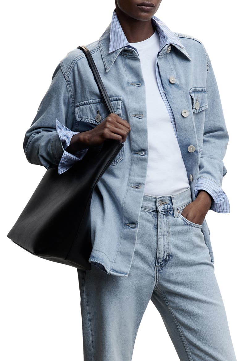 Oversize Denim Overshirt, Main, color, OPEN BLUE