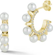 SPHERA MILANO Cultured Freshwater Pearl Hoop Earrings