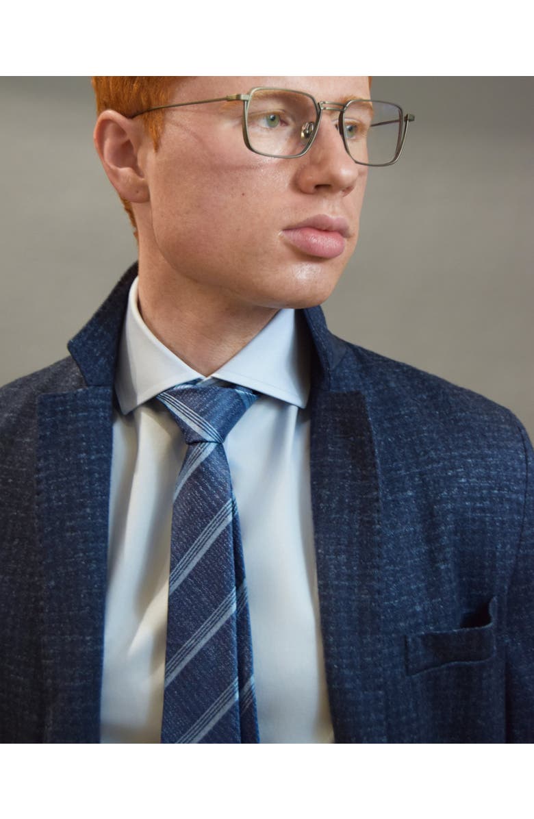 Knottery & Co Triple-Striped Silk Jacquard Tie, Alternate, color, Navy