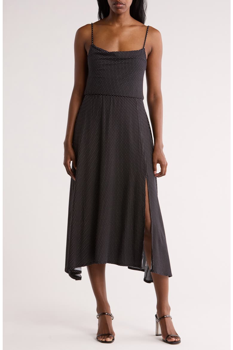 Drape Midi Dress, Main, color, BLACK/ WHITE