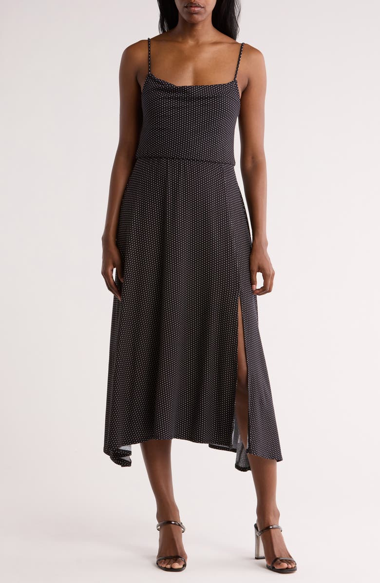 Loveappella Drape Midi Dress, Main, color, Black/ White