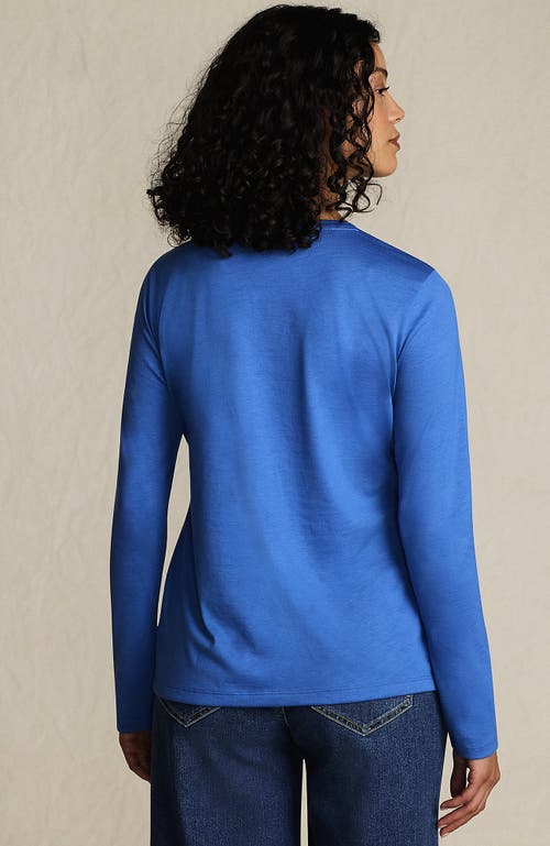 Lands' End Relaxed Supima Cotton Long Sleeve Crew Neck T-shirt In Blue