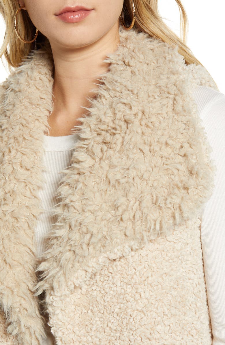 Woven Heart Reversible Faux Fur & Faux Shearling Vest, Alternate, color,