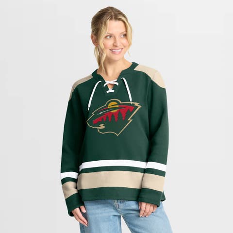 Women's Fanatics  Green Minnesota Wild Icing Long Sleeve Lace Up Sweatshirt