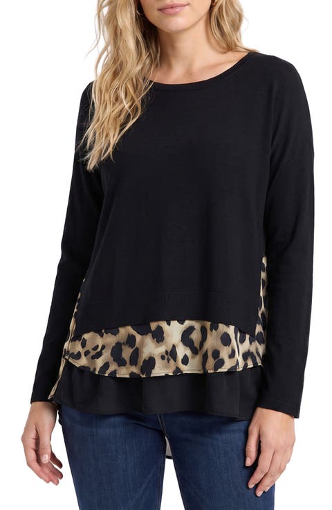 Layered Leopard Contrast Sweater