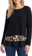 Karen Kane Layered Leopard Contrast Sweater
