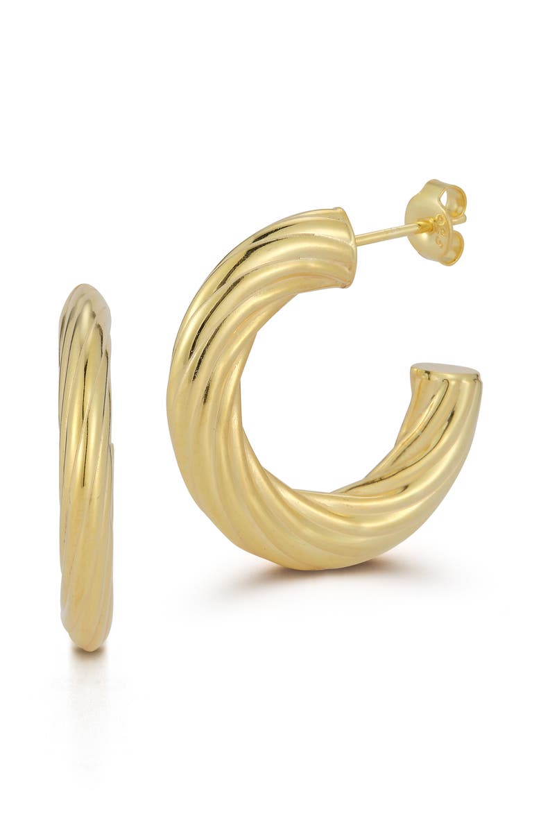 CHLOE AND MADISON Twisted Flat Hoop Earrings, Main, color, Gold