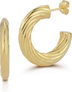 CHLOE AND MADISON Twisted Flat Hoop Earrings