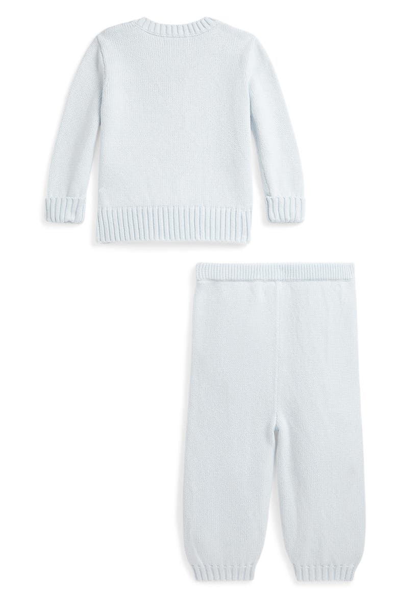 Kids' Polo Bear Cotton Sweater & Pants Set, Alternate, color, PEARL BLUE