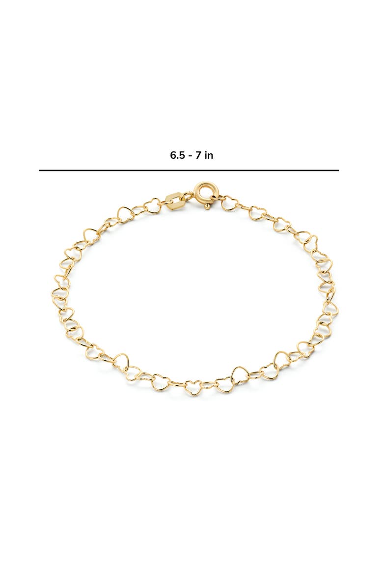 Solid Yellow Gold - Heart Chain Bracelet, Alternate, color, Gold