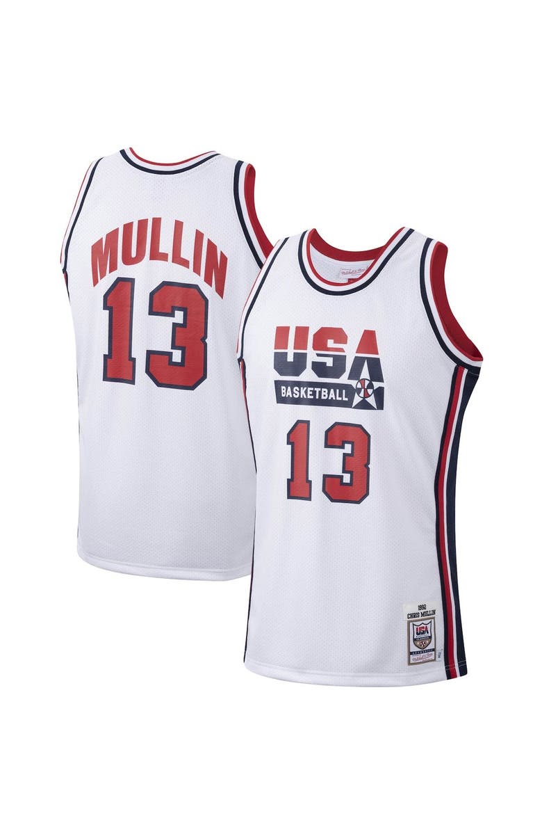 Mitchell & Ness Men's Mitchell & Ness Chris Mullin White USA Basketball 1992 Authentic Jersey, Main, color, 