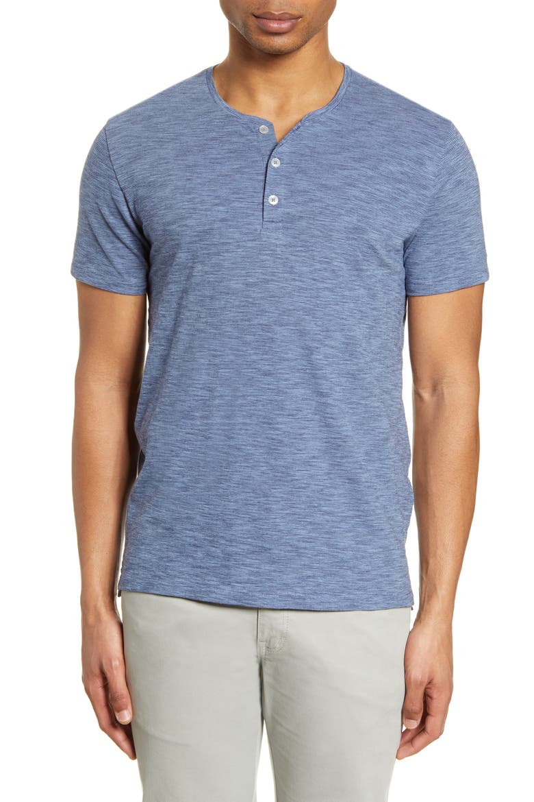 Slim Fit Pinstripe Henley, Main, color, MARITIME BLUE AZURE SLATE
