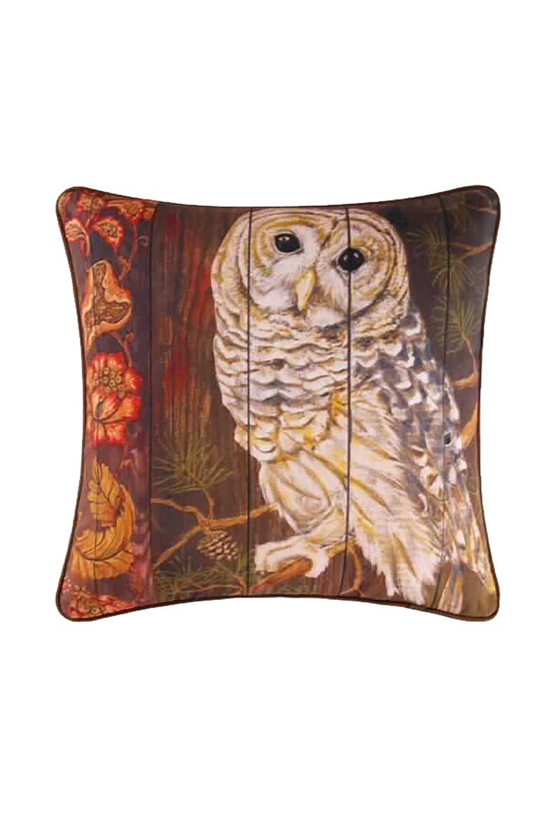 Owl Digital Print Throw Pillow, 18" x 18", Main, color, Brown