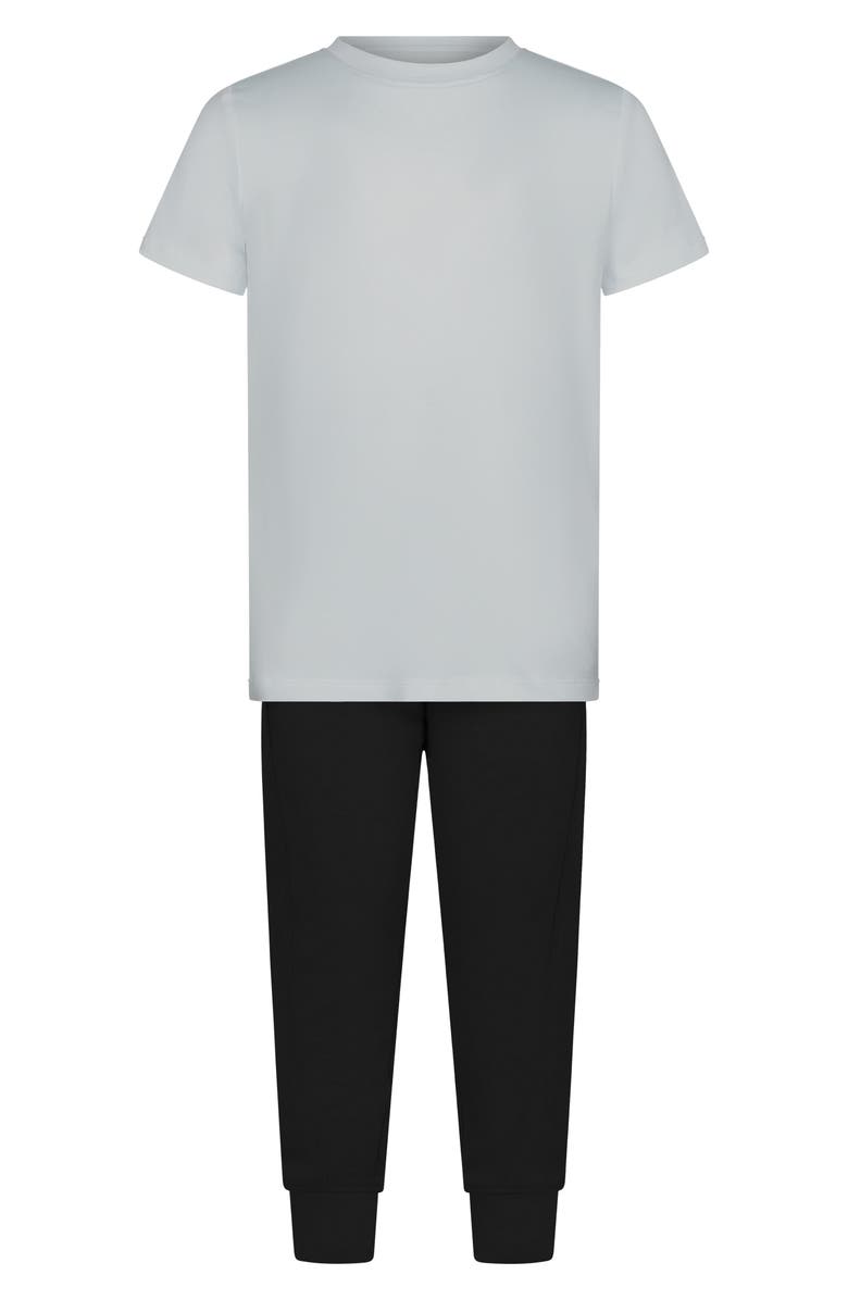 90 DEGREE BY REFLEX Kids' Defy Scuba Knit Hoodie, T-Shirt & Joggers Set, Alternate, color, Black/ Lunar Dust