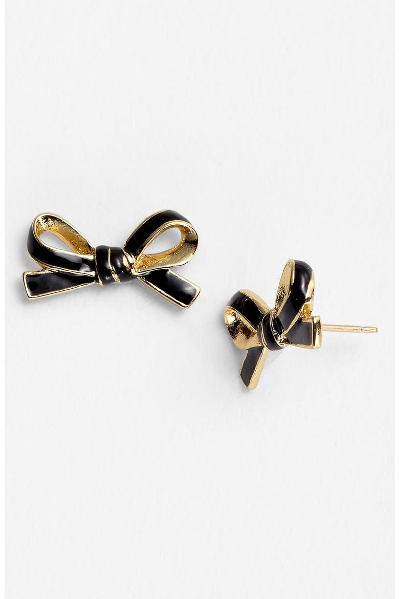 'skinny mini' bow stud earrings, Main, color, BLACK/ GOLD