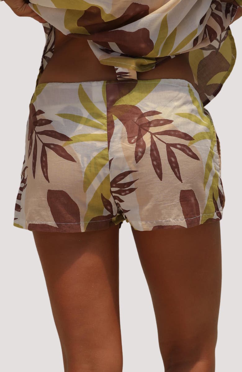 Stone Fox Leo Organic Cotton Cover-Up Shorts, Alternate, color, Tropical Tonal