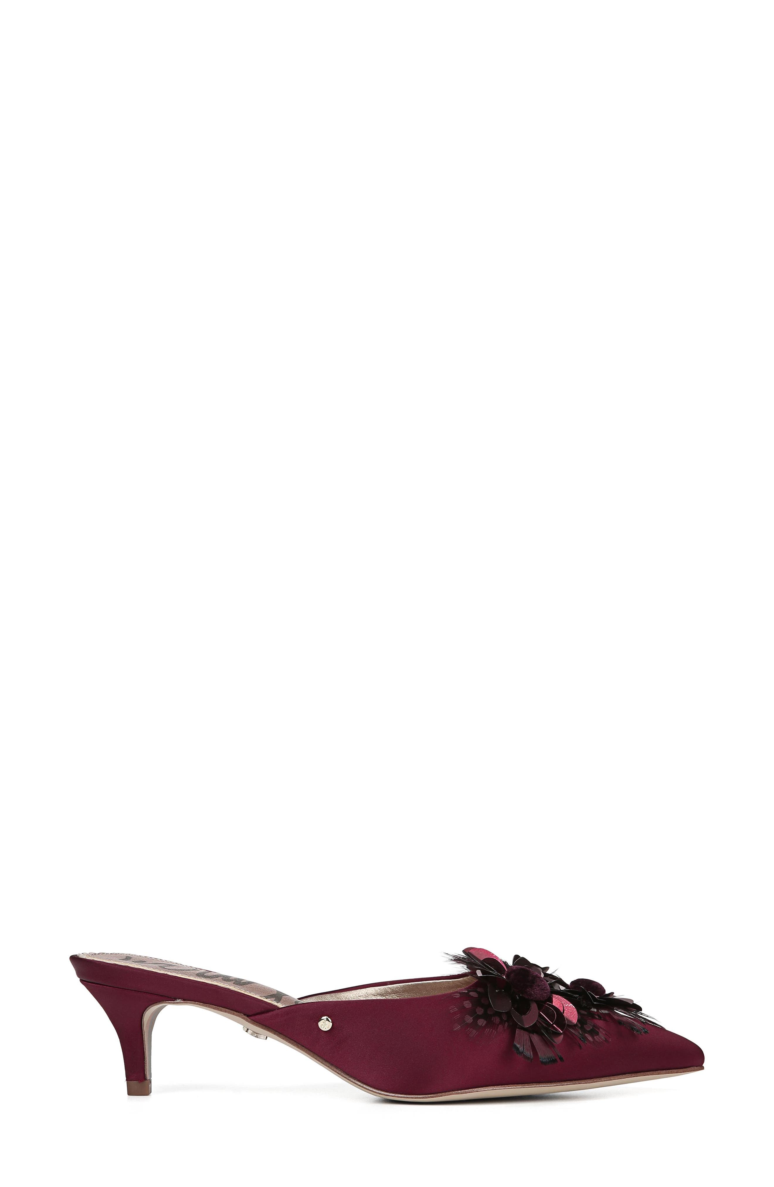 Dorcy Embellished Mule, Alternate, color, BEET RED SATIN
