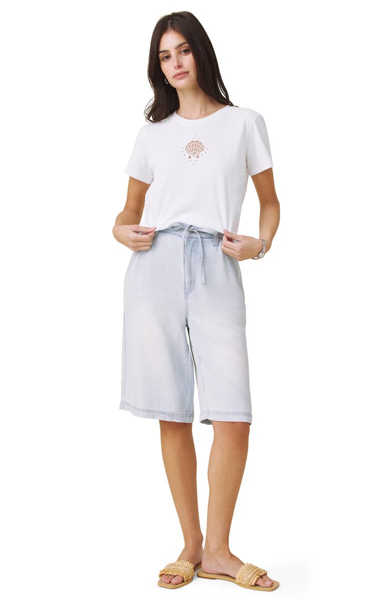 Splendid Embroidered Cutwork Seashell Cotton T-Shirt, Alternate, color, White