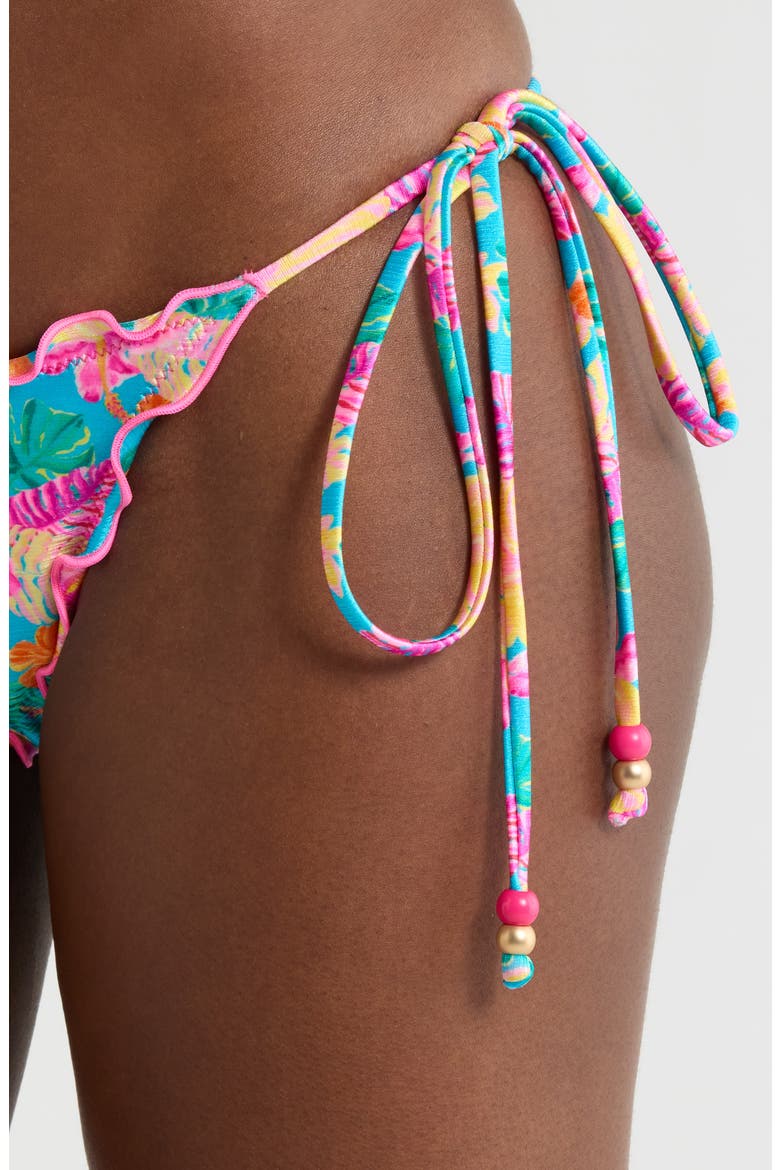 Lettuce Edge Tie Side Bikini Bottoms, Alternate, color, PARADISE POP
