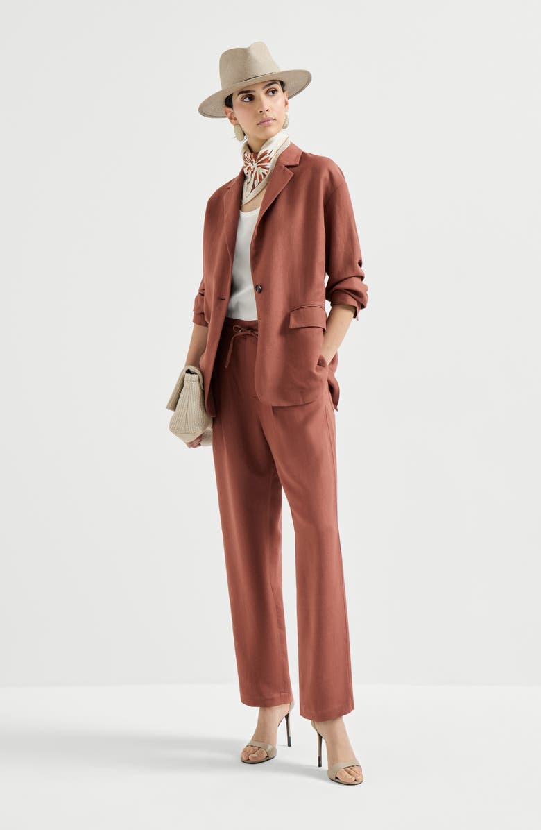 Brunello Cucinelli Tailored track trousers, Alternate, color, Firebrick