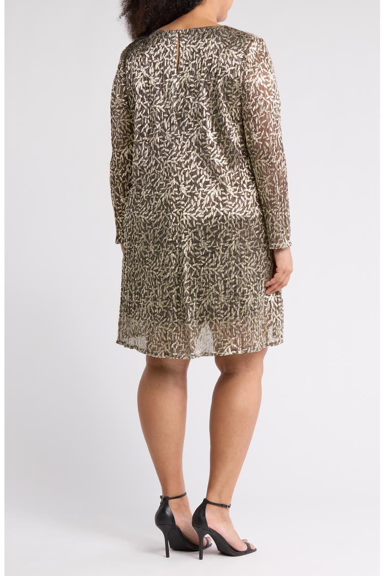 Metallic Shift Dress, Alternate, color, BLACK/ GOLD