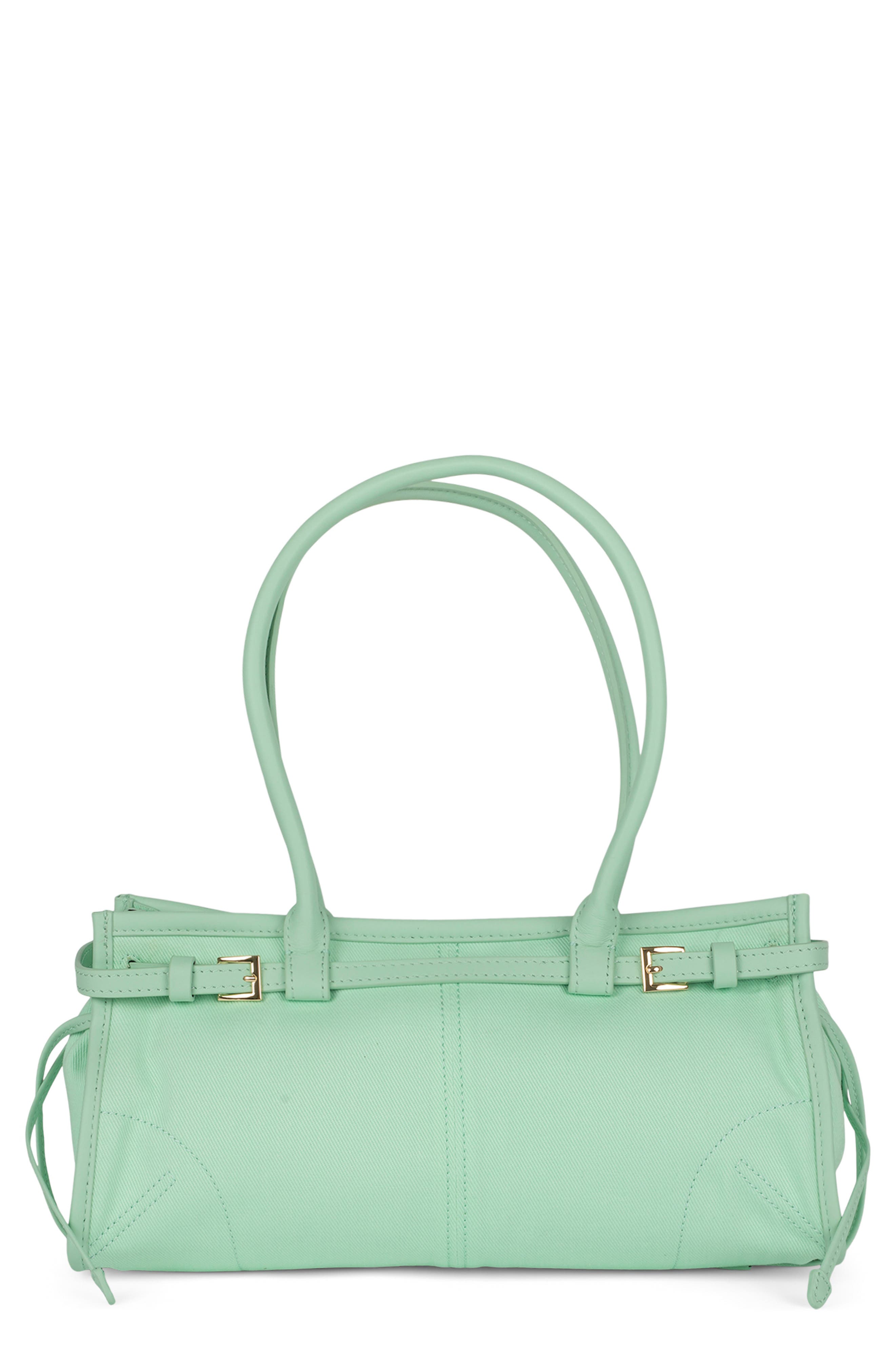 Pesky Leather Shoulder Bag, Main, color, MINT CANVAS