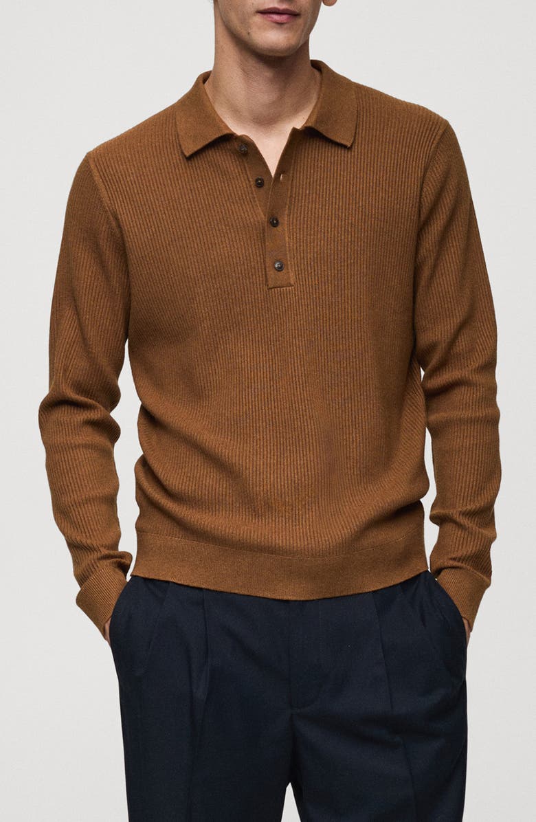 MANGO Rib Polo Sweater, Main, color, 