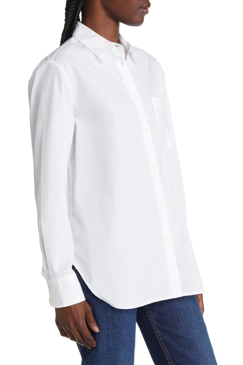 ICONS Maxine Cotton Poplin Button-Up Shirt, Alternate, color, WHT