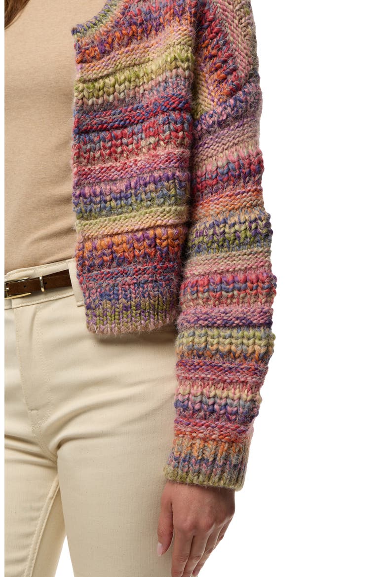 Rainbow Stripe Crop Cardigan, Alternate, color, PINK MULTI