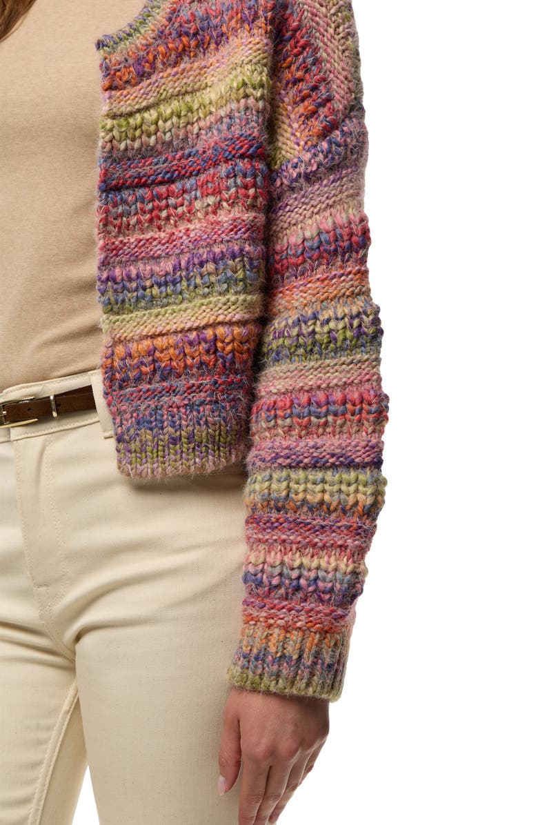 SAACHI Rainbow Stripe Crop Cardigan, Alternate, color, Pink Multi