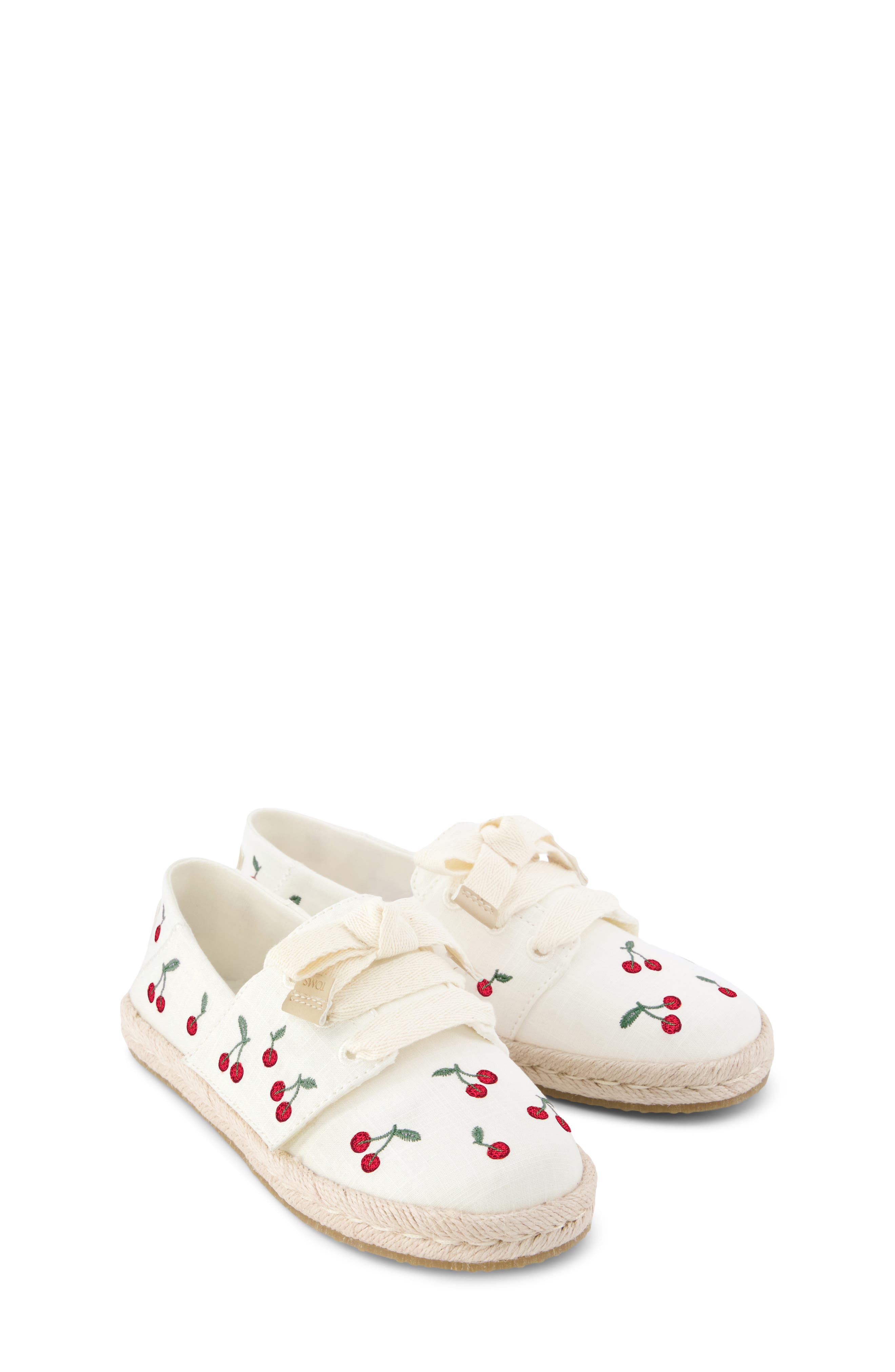 TOMS Kids' Carolina Espadrille Lace-Up Shoe, Alternate, color, Natural