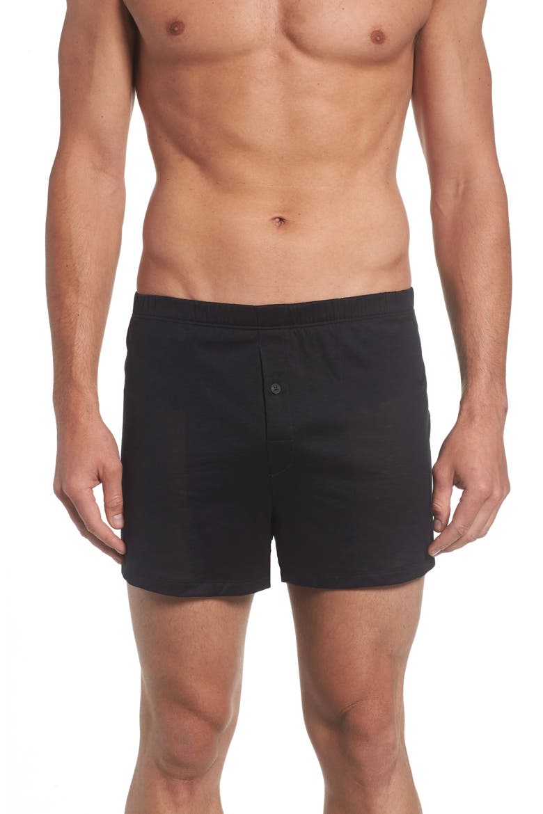 Cotton Sporty Button Fly Cotton Boxer, Main, color, BLACK
