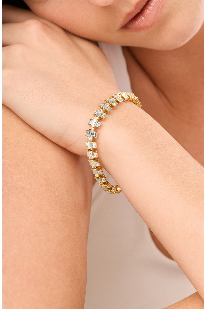 18K Gold Gatsby Diamond Baguette Tennis Bracelet (Online Trunk Show), Alternate, color, YELLOW