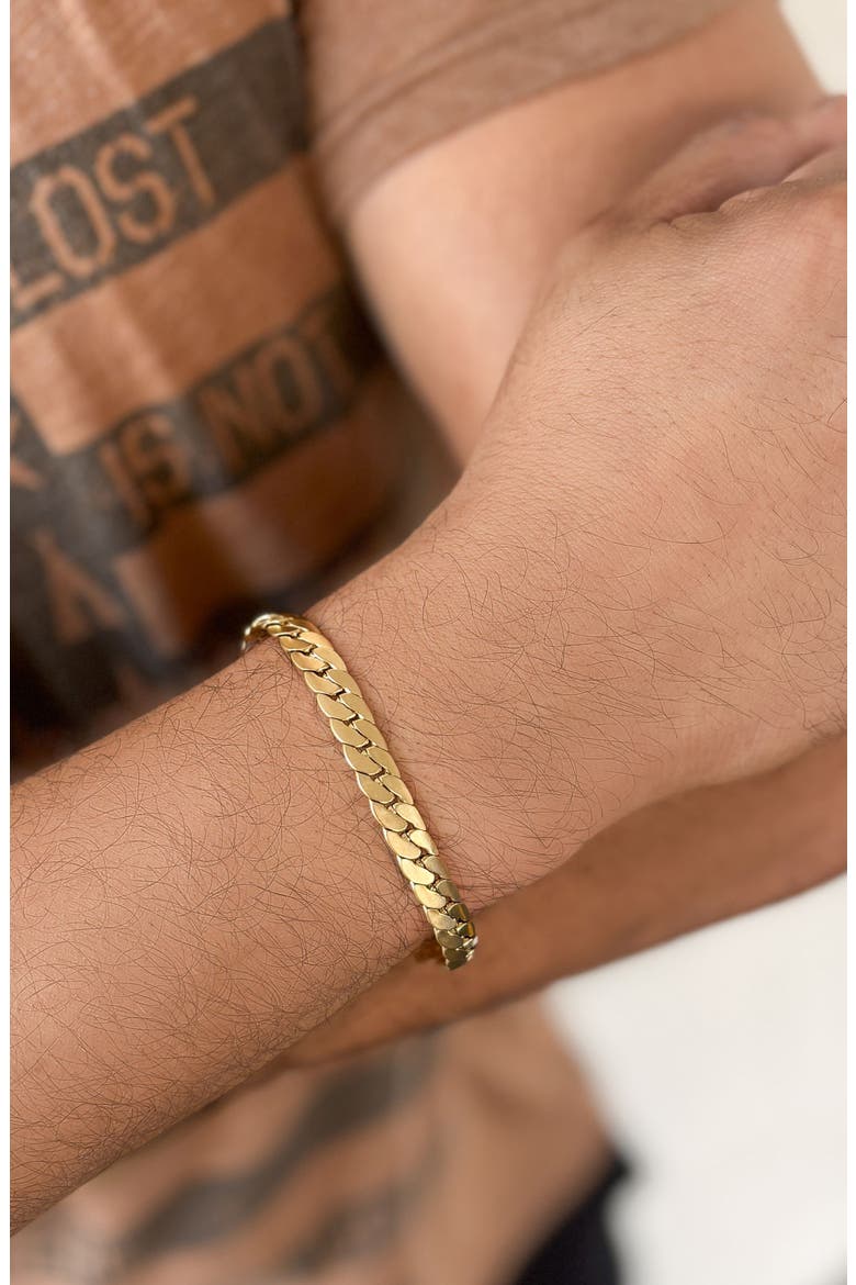 Men's 18K Gold Plated Stainless Steel Curb Chain Bracelet, Alternate, color, GOLD