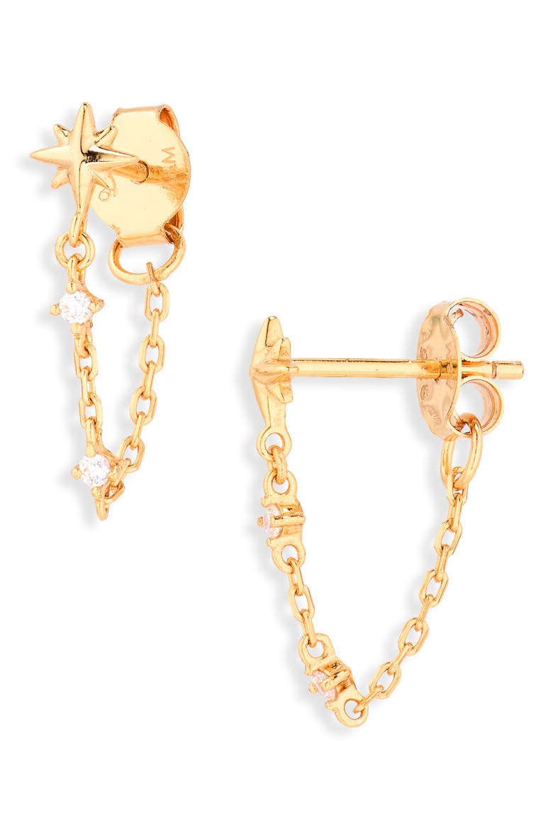 Star Chain Drop Earrings Christmas Cracker, Alternate, color, GOLD