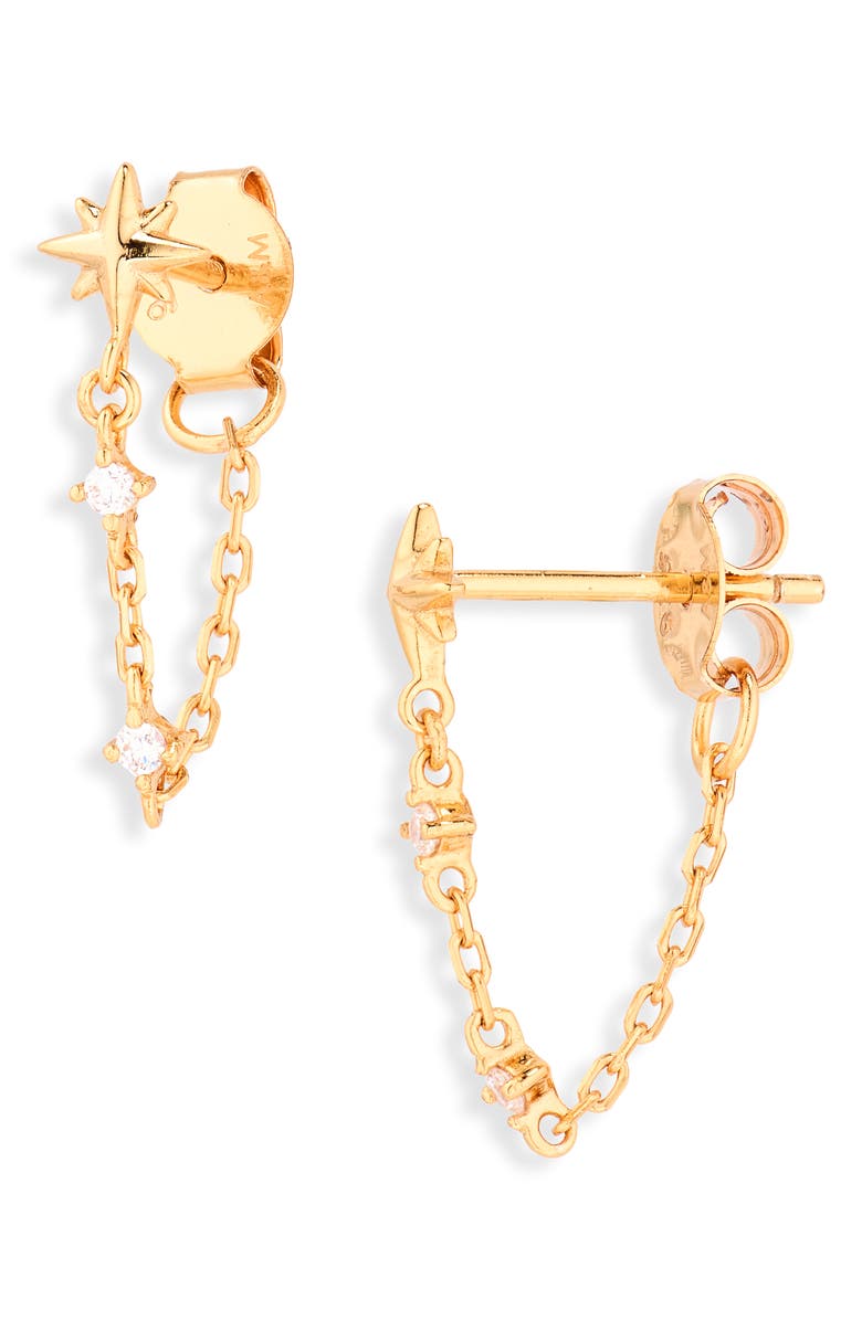 Astrid & Miyu Star Chain Drop Earrings Christmas Cracker, Main, color, Gold
