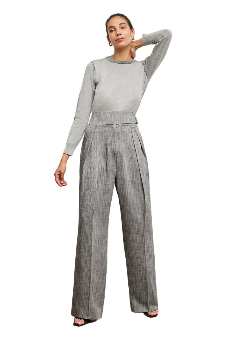 Bronny Cummerbund Trouser - Porto Weave, Main, color, Black/White