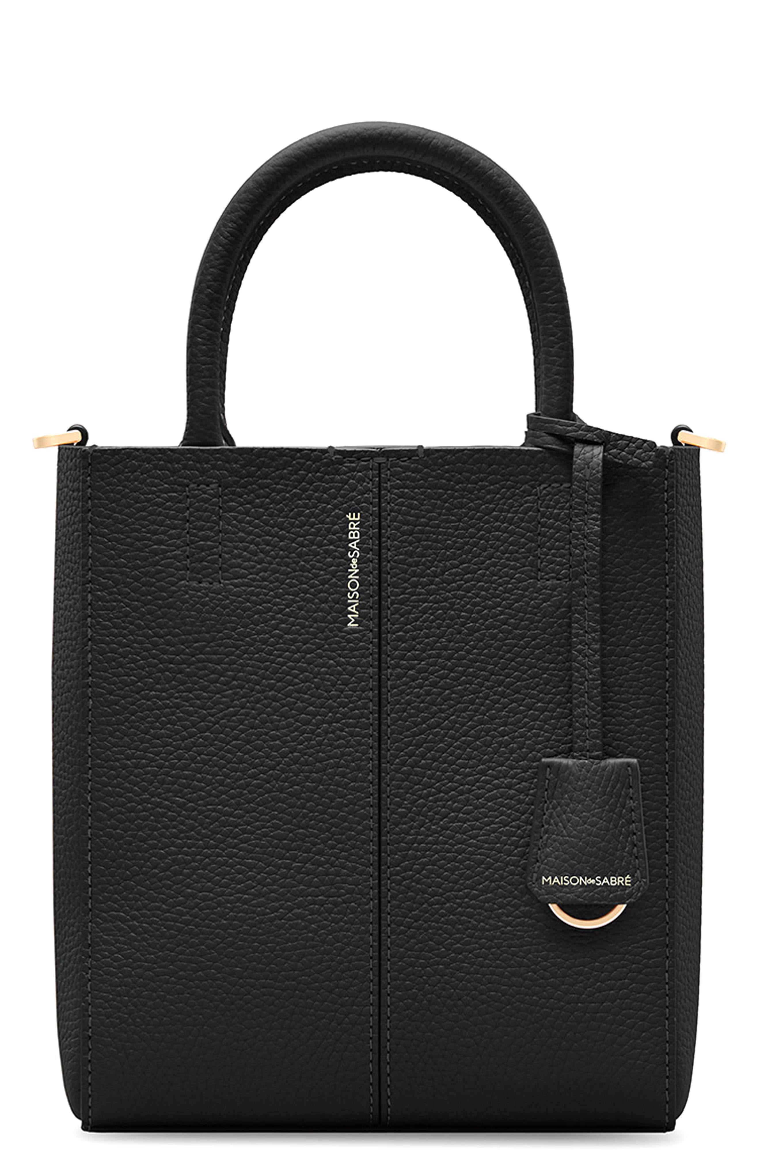 MAISON de SABRÉ Mini Leather Soft Tote, Main, color, Rouge Noir