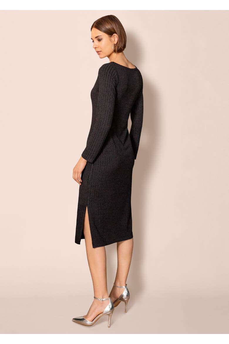 Ribbed Midi Knit Sheath Dress, Alternate, color, Black