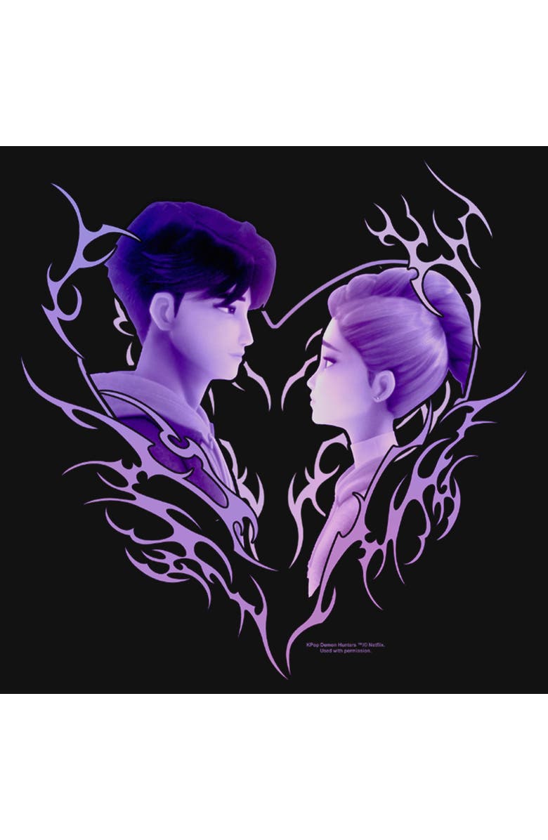 KPop Demon Hunters Girl's KPop Demon Hunters Jinu and Rumi Love Graphic T-Shirt, Alternate, color, Black